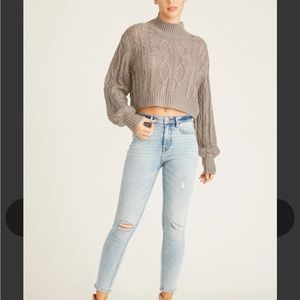 Mock neck cropped sweater